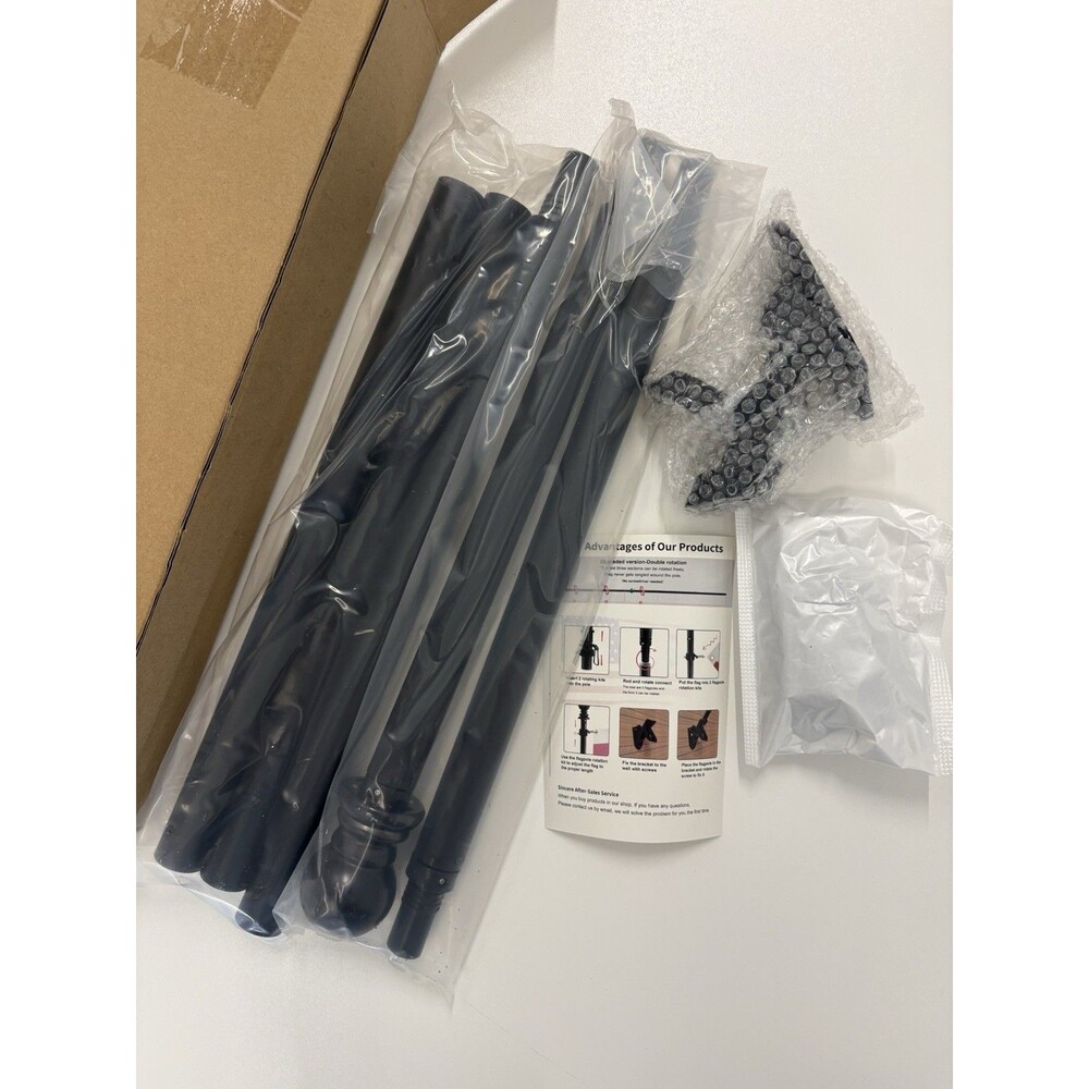 6ft Flag Pole Kit-2 Positions Heavy Duty Aluminum, For Home Or Porch -black